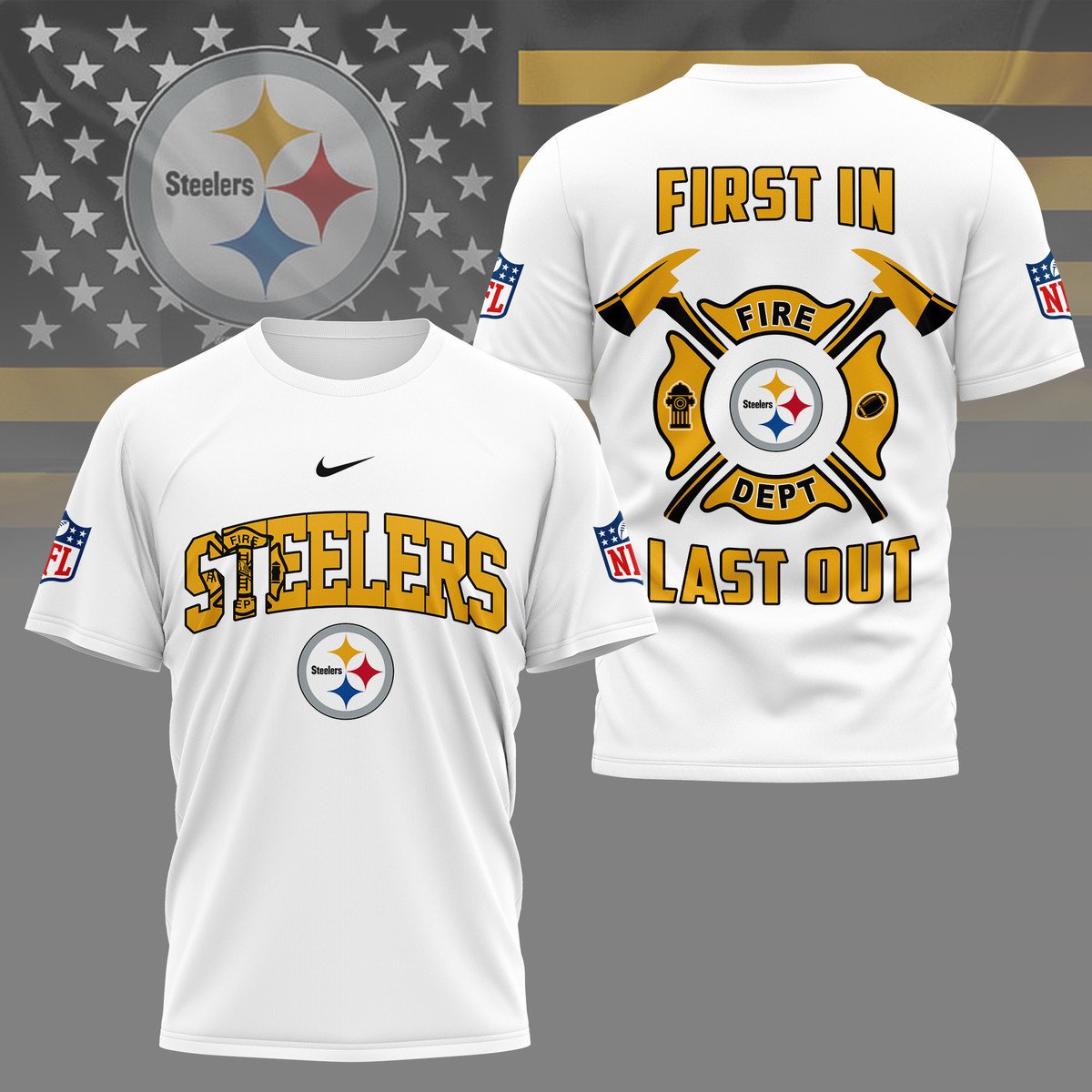 LIMITED EDITION - NEW CUSTOMIZED NFL14 PSB PITTSBURGH STEELERS FIRE DEPT 3D SHIRT