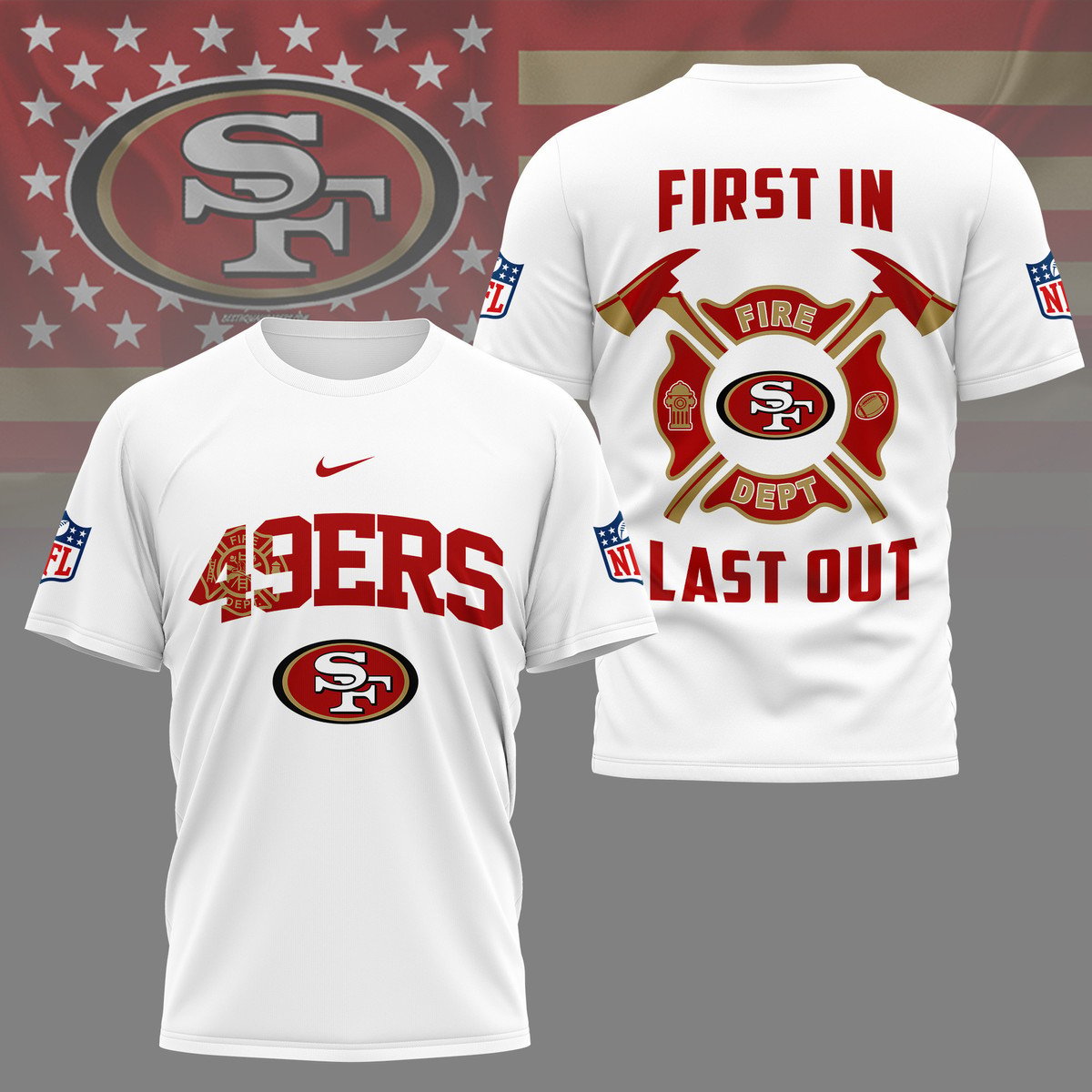 LIMITED EDITION - NEW CUSTOMIZED NFL11 SF49 SAN FRANCISCO 49ERS FIRE DEPT 3D SHIRT