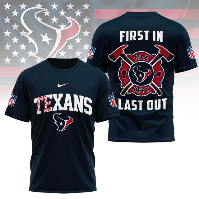LIMITED EDITION - NEW CUSTOMIZED NFL15 HTT HOUSTON TEXANS FIRE DEPT 3D SHIRT