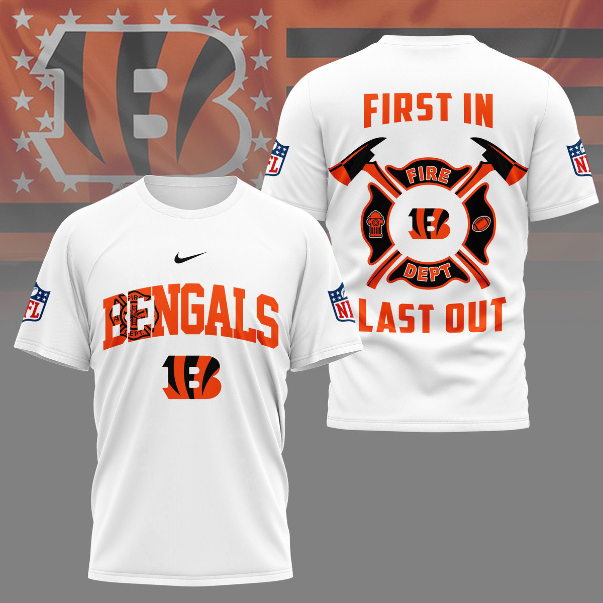 LIMITED EDITION - NEW CUSTOMIZED NFL16 CCB CINCINNATI BENGALS FIRE DEPT 3D SHIRT