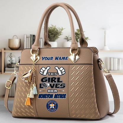 LIMITED EDITION - NEW CUSTOMIZED MLB10 HAS HOUSTON ASTROS WOMEN'S HANDBAGS MULTICOLOR