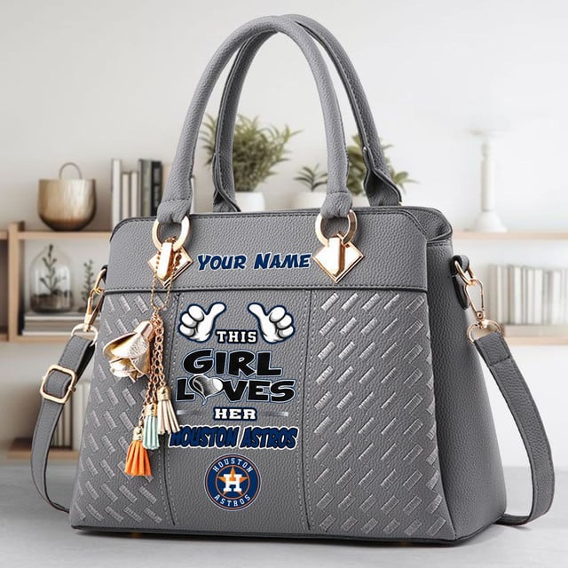 LIMITED EDITION - NEW CUSTOMIZED MLB10 HAS HOUSTON ASTROS WOMEN'S HANDBAGS MULTICOLOR
