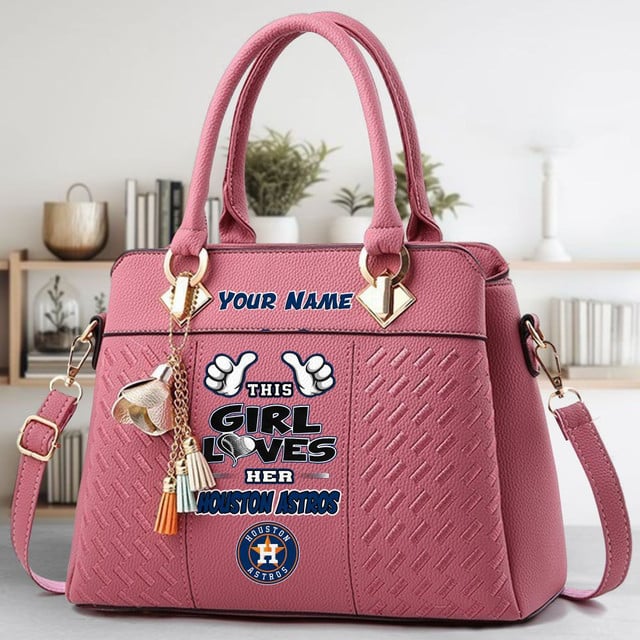 LIMITED EDITION - NEW CUSTOMIZED MLB10 HAS HOUSTON ASTROS WOMEN'S HANDBAGS MULTICOLOR