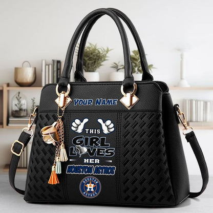 LIMITED EDITION - NEW CUSTOMIZED MLB10 HAS HOUSTON ASTROS WOMEN'S HANDBAGS MULTICOLOR