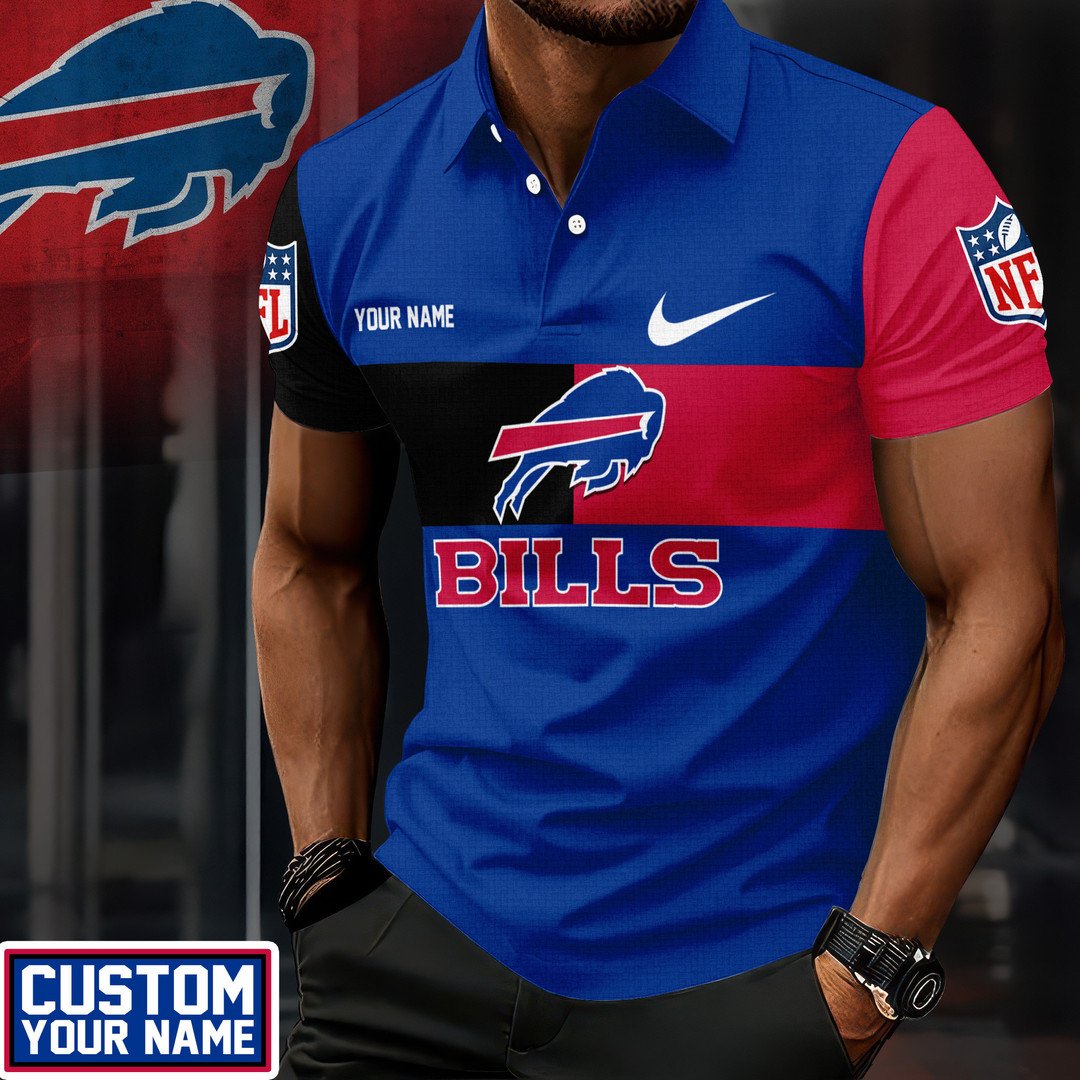 LIMITED EDITION - NEW CUSTOMIZED NFL03 BFB BUFFALO BILLS POLO SHIRT