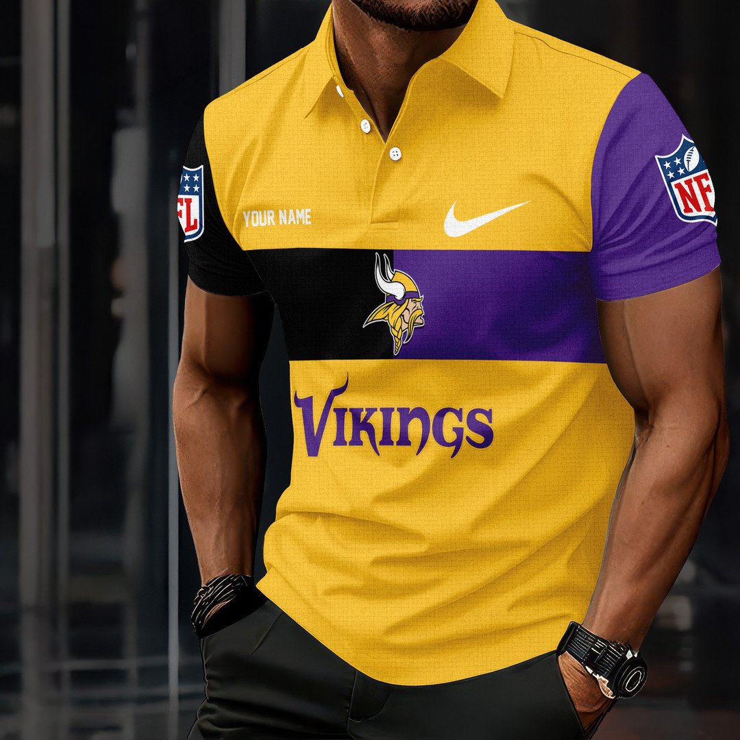 LIMITED EDITION - NEW CUSTOMIZED NFL05 MVK MINNESOTA VIKINGS POLO SHIRT
