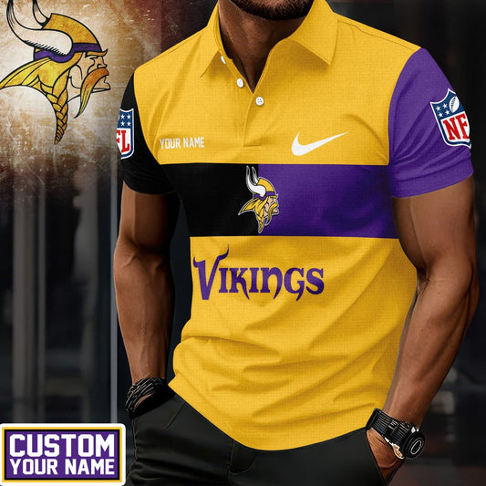 LIMITED EDITION - NEW CUSTOMIZED NFL05 MVK MINNESOTA VIKINGS POLO SHIRT