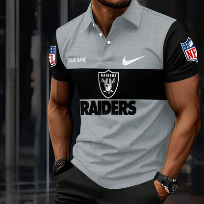 LIMITED EDITION - NEW CUSTOMIZED NFL07 LVR LAS VEGAS RAIDERS POLO SHIRT