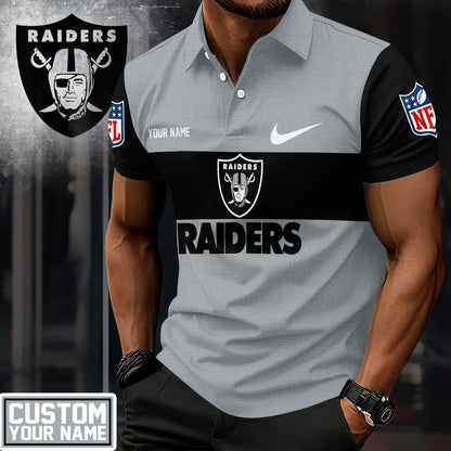 LIMITED EDITION - NEW CUSTOMIZED NFL07 LVR LAS VEGAS RAIDERS POLO SHIRT