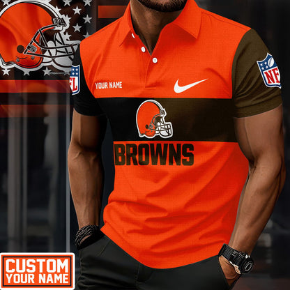 LIMITED EDITION - NEW CUSTOMIZED NFL29 CLB CLEVELAND BROWNS POLO SHIRT