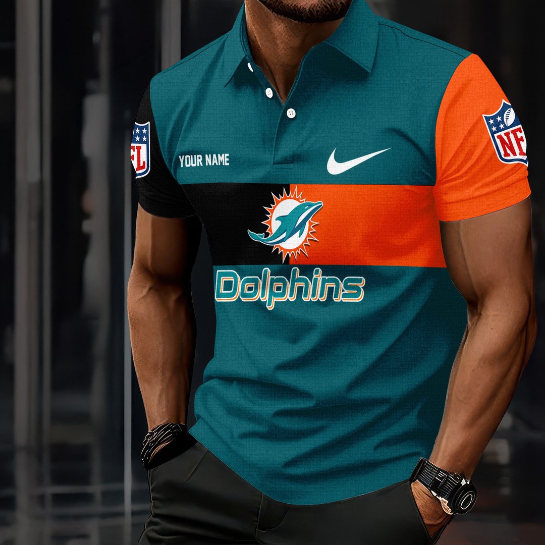 LIMITED EDITION - NEW CUSTOMIZED NFL19 MDP MIAMI DOLPHINS POLO SHIRT