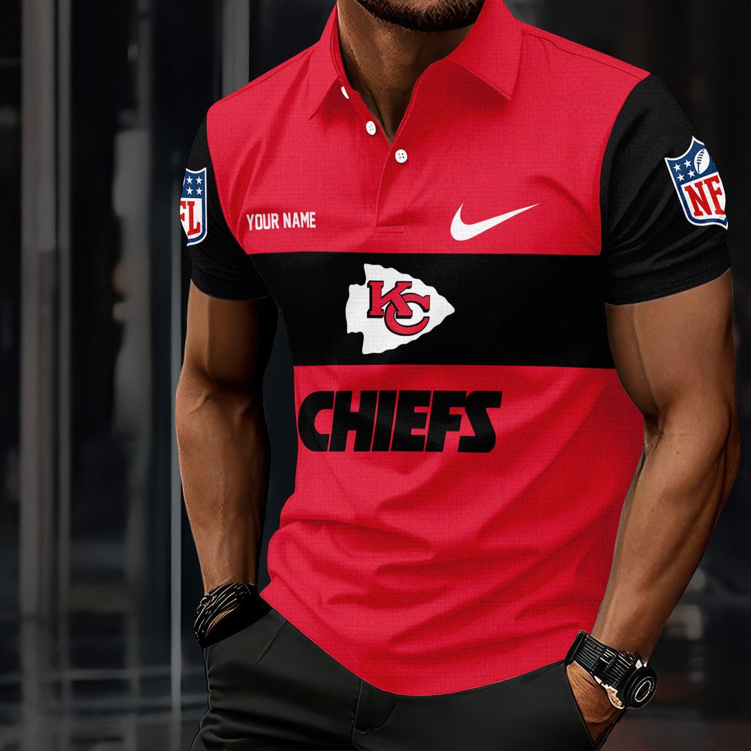 LIMITED EDITION - NEW CUSTOMIZED NFL01 KCC KANSAS CITY CHIEFS POLO SHIRT