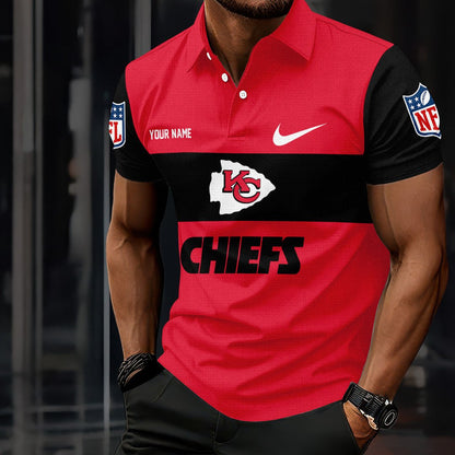 LIMITED EDITION - NEW CUSTOMIZED NFL01 KCC KANSAS CITY CHIEFS POLO SHIRT