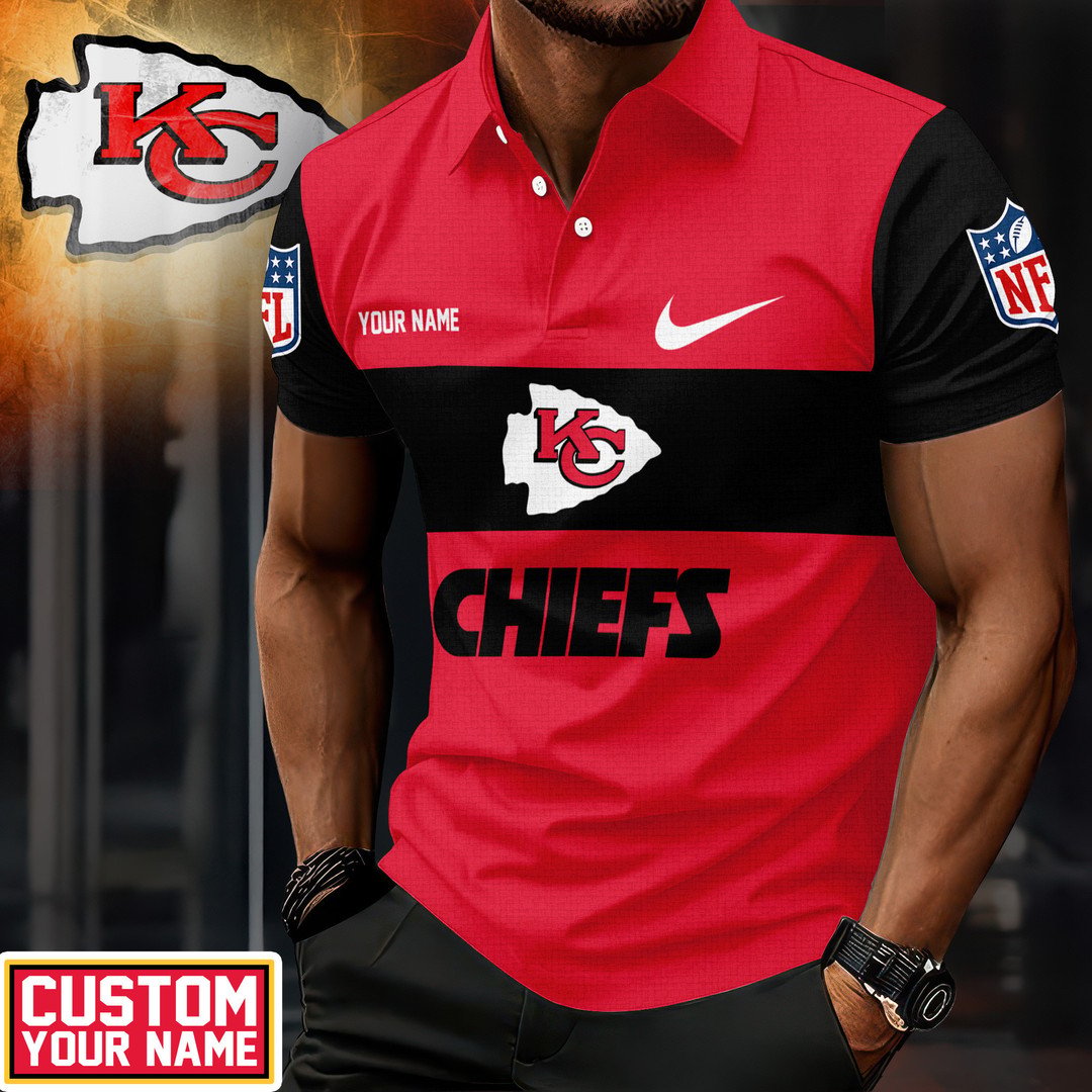 LIMITED EDITION - NEW CUSTOMIZED NFL01 KCC KANSAS CITY CHIEFS POLO SHIRT