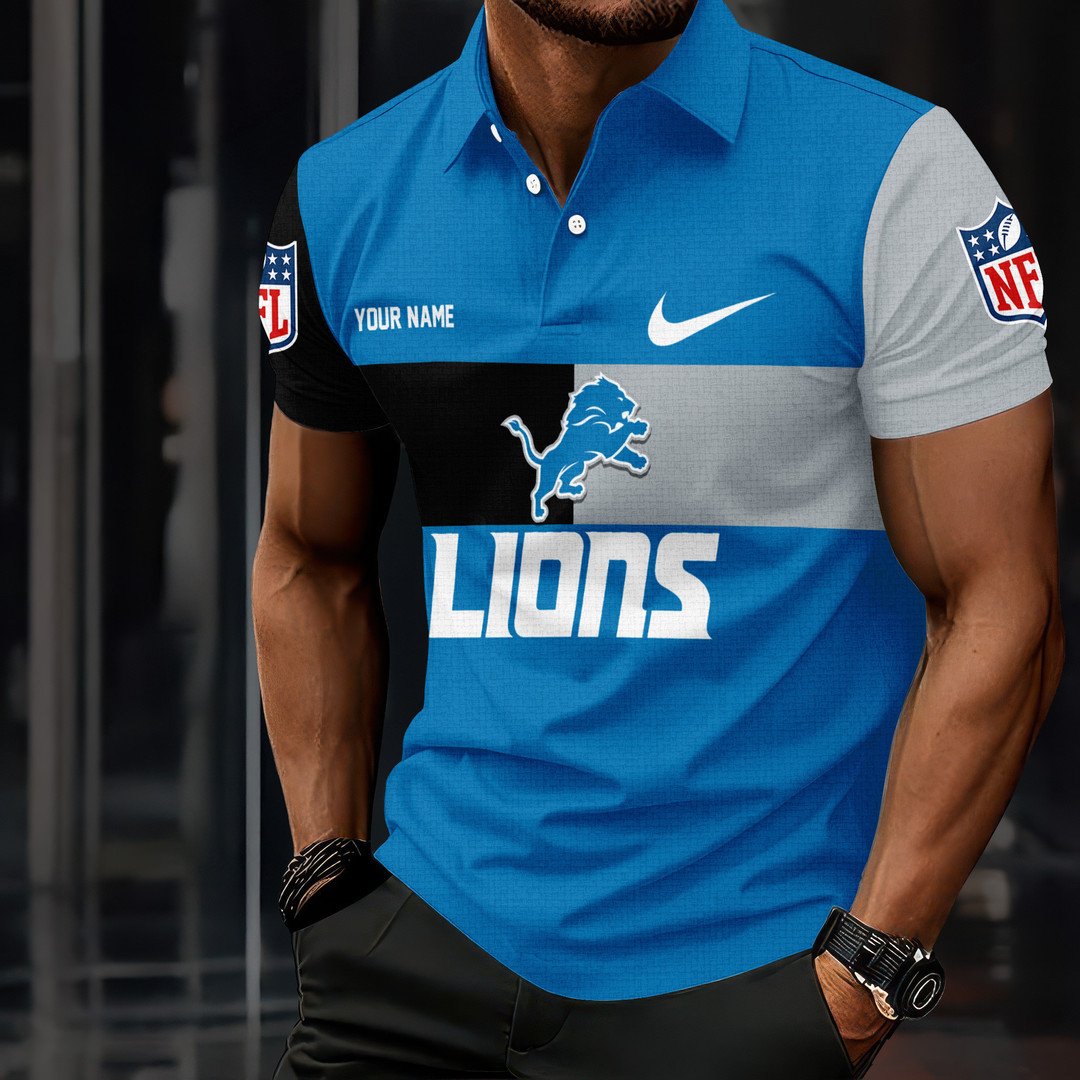 LIMITED EDITION - NEW CUSTOMIZED NFL04 DTL DETROIT LIONS POLO SHIRT