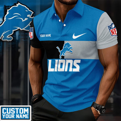 LIMITED EDITION - NEW CUSTOMIZED NFL04 DTL DETROIT LIONS POLO SHIRT