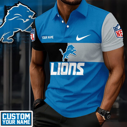 LIMITED EDITION - NEW CUSTOMIZED NFL04 DTL DETROIT LIONS POLO SHIRT