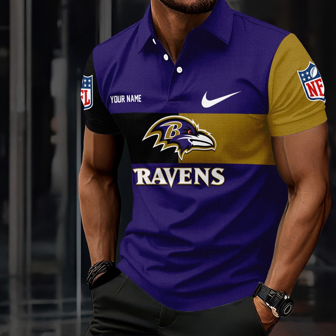 LIMITED EDITION - NEW CUSTOMIZED NFL28 BTR BALTIMORE RAVENS POLO SHIRT