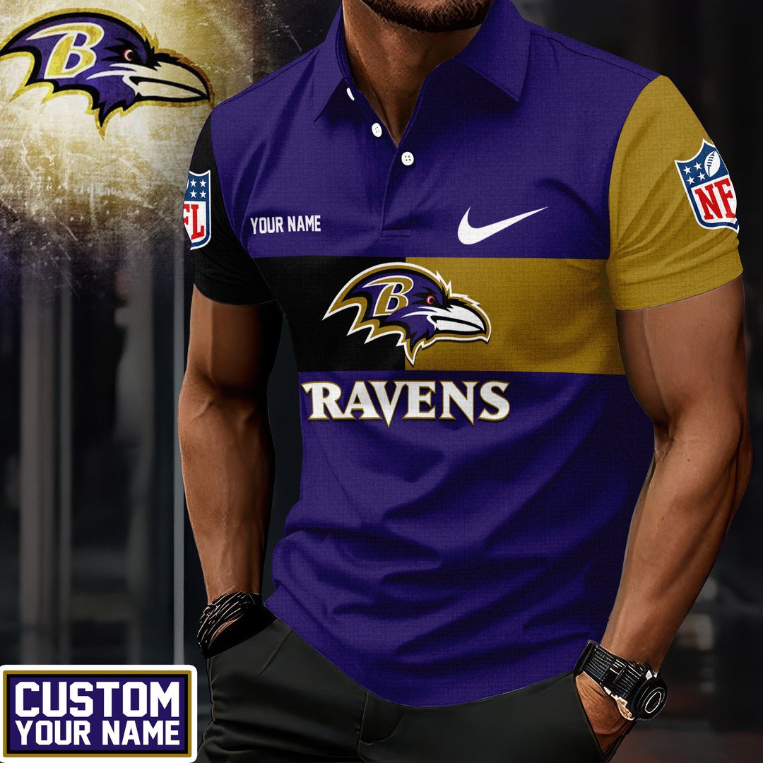 LIMITED EDITION - NEW CUSTOMIZED NFL28 BTR BALTIMORE RAVENS POLO SHIRT