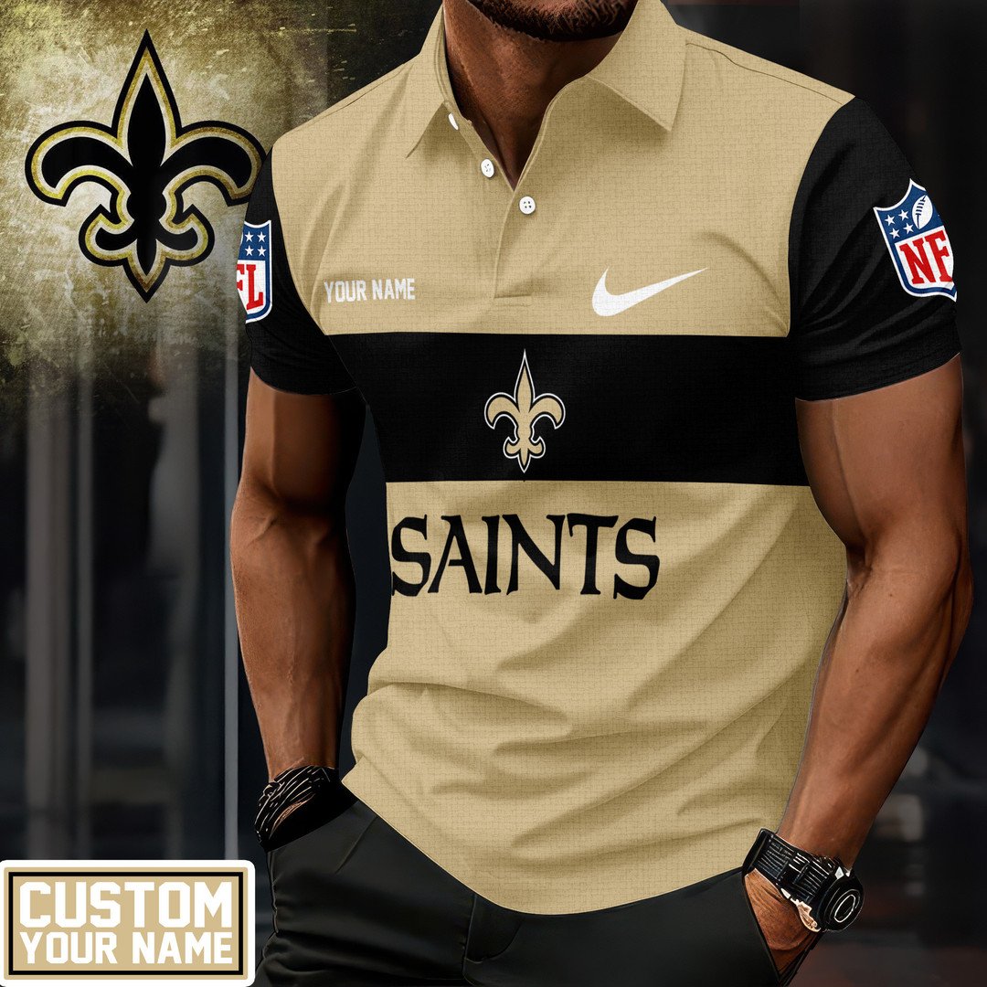 LIMITED EDITION - NEW CUSTOMIZED NFL24 NOS NEW ORLEANS SAINTS POLO SHIRT