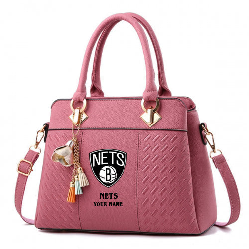 LIMITED EDITION - NEW CUSTOMIZED NBA25 BN BROOKLYN NETS WOMEN'S HANDBAGS MULTICOLOR