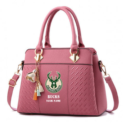 LIMITED EDITION - NEW CUSTOMIZED NBA11 MB MILWAUKEE BUCKS WOMEN'S HANDBAGS MULTICOLOR