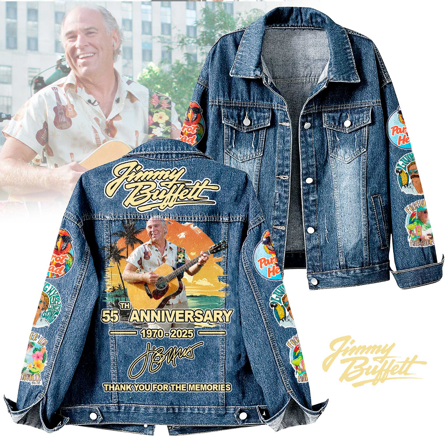 NEW PREMIUM JIMMY BUFFET UNISEX DENIM JACKET