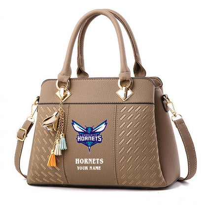 LIMITED EDITION - NEW CUSTOMIZED NBA27 CH CHARLOTTE HORNETS WOMEN'S HANDBAGS MULTICOLOR