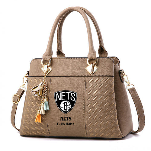 LIMITED EDITION - NEW CUSTOMIZED NBA25 BN BROOKLYN NETS WOMEN'S HANDBAGS MULTICOLOR