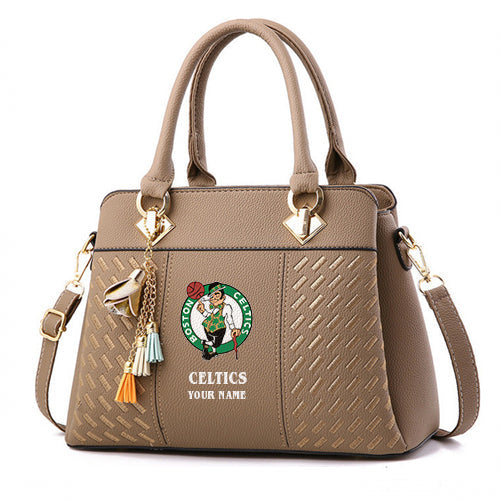 LIMITED EDITION - NEW CUSTOMIZED NBA03 BC BOSTON CELTICS WOMEN'S HANDBAGS MULTICOLOR