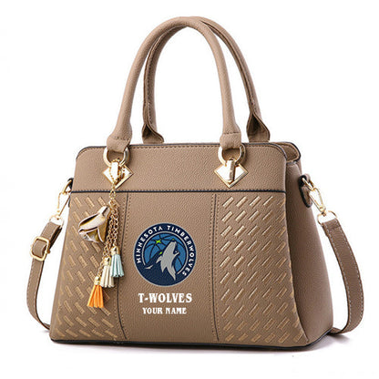 LIMITED EDITION - NEW CUSTOMIZED NBA05 MT MINNESOTA TIMBERWOLVES WOMEN'S HANDBAGS MULTICOLOR
