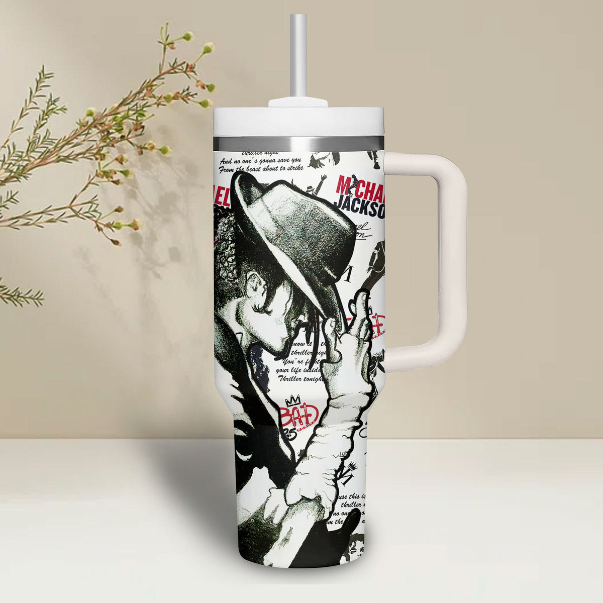 Michael Jackson Premium 40OZ Tumbler With Handle