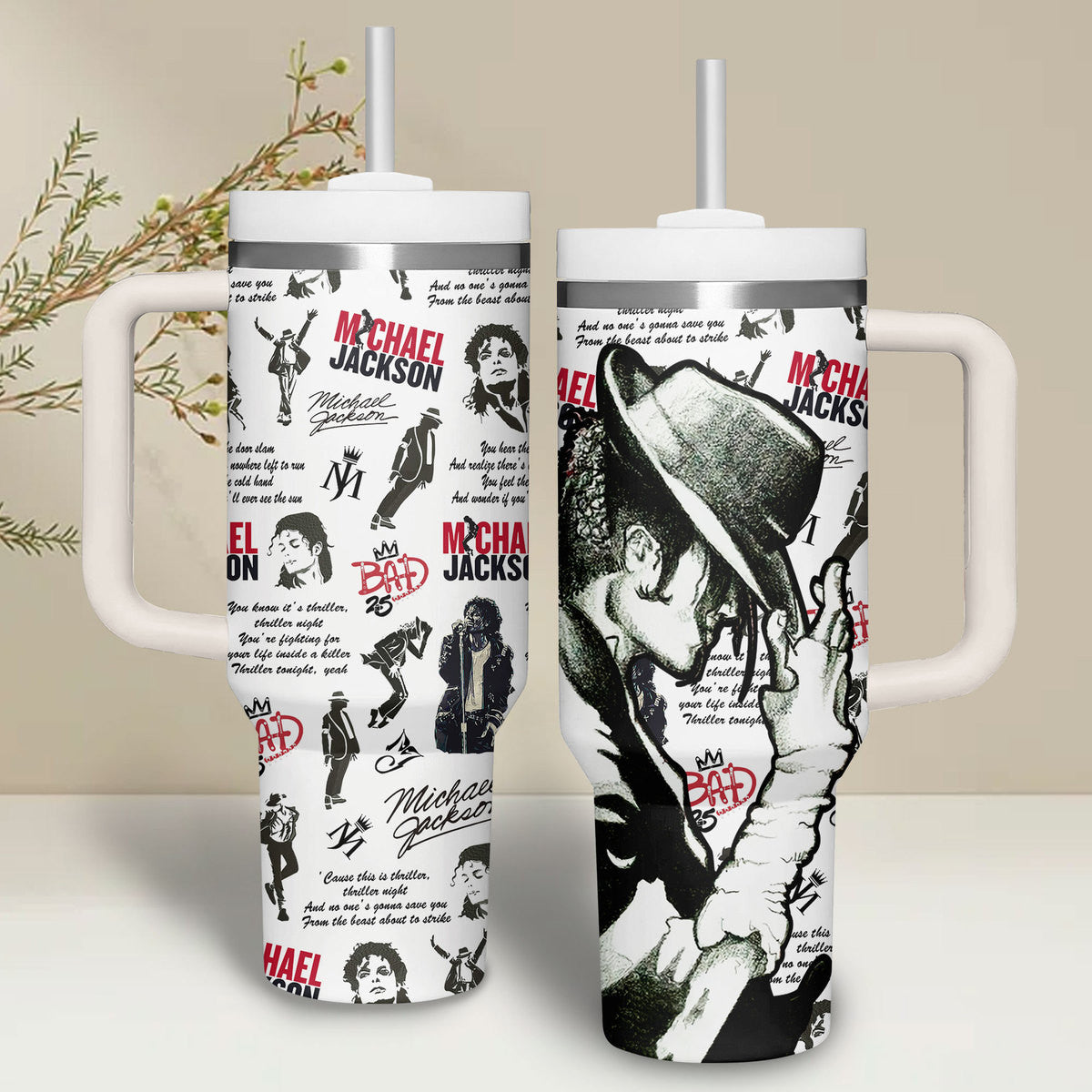 Michael Jackson Premium 40OZ Tumbler With Handle