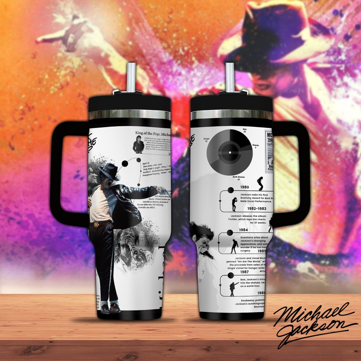 Michael Jackson Premium 40OZ Tumbler With Handle
