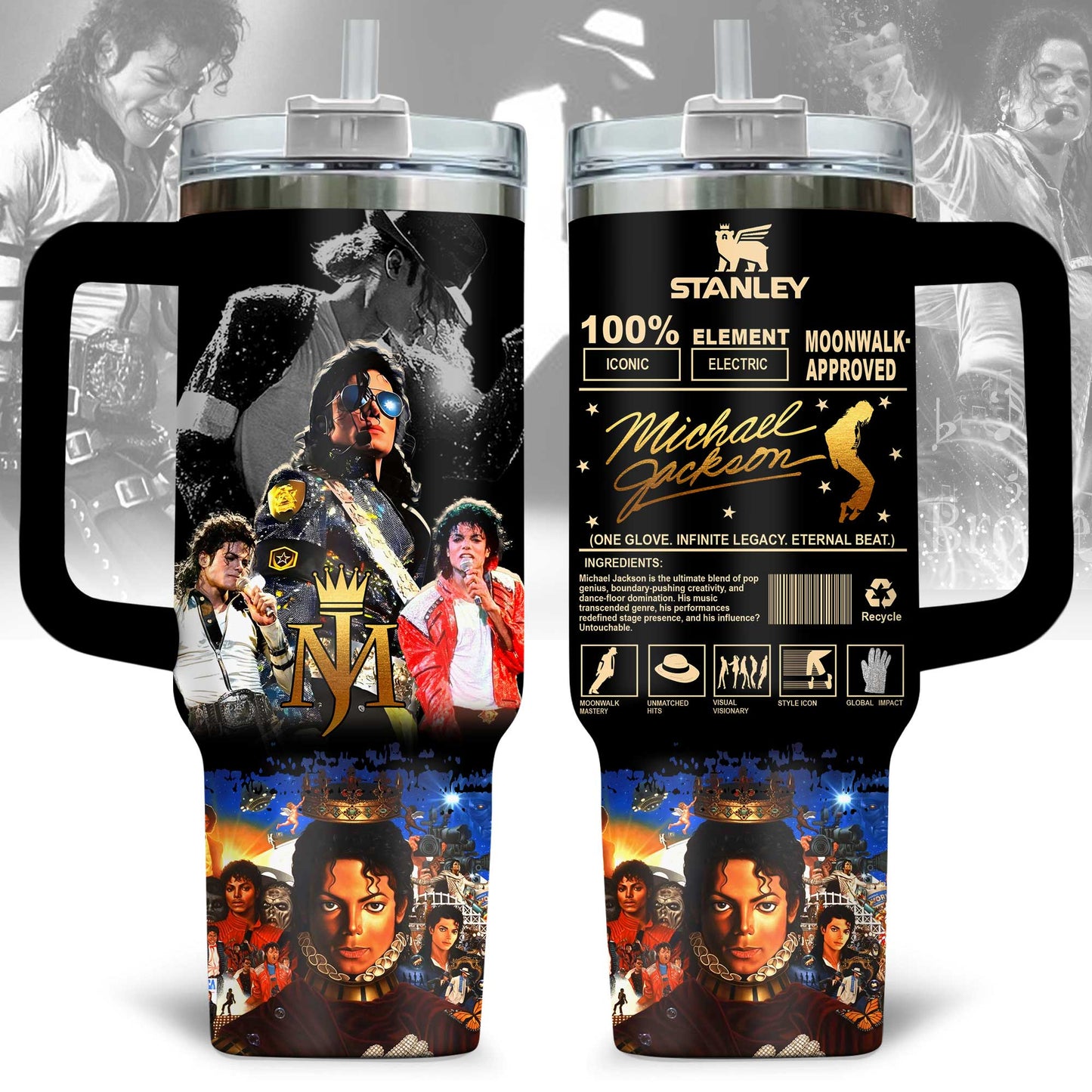 Michael Jackson Premium 40OZ Tumbler With Handle