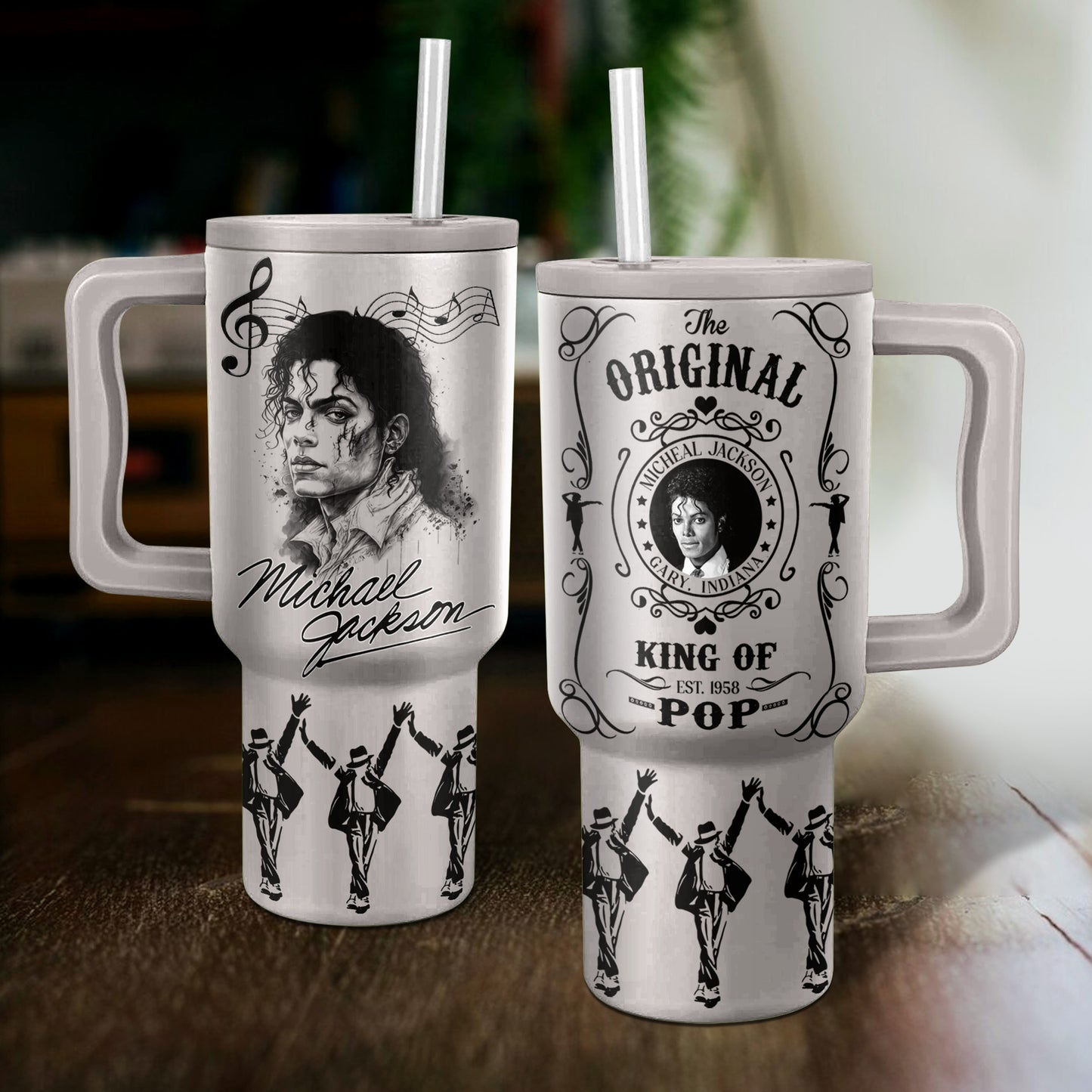Michael Jackson Premium 40OZ Tumbler With Handle