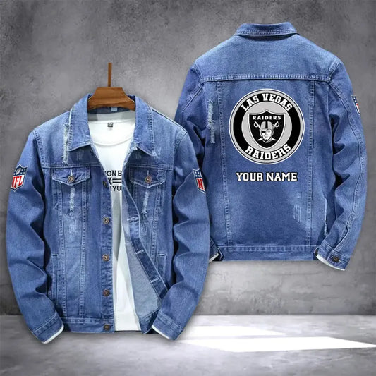 LIMITED EDITION - NEW PREMIUM NFL07 LVR LAS VEGAS RAIDERS DENIM JACKET