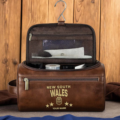 LIMITED EDITION - NEW 19 NSW MEN'S LEATHER TOILETRY BAG CUSTOM NAME PERFECT GIFT FOR FAN