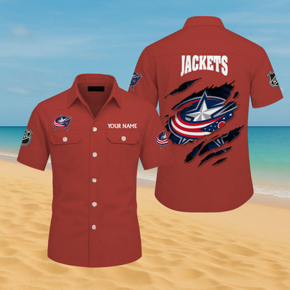 LIMITED EDITION - NEW CUSTOMIZED NHL18 CBJ COLUMBUS BLUE JACKETS CARGO SHIRT