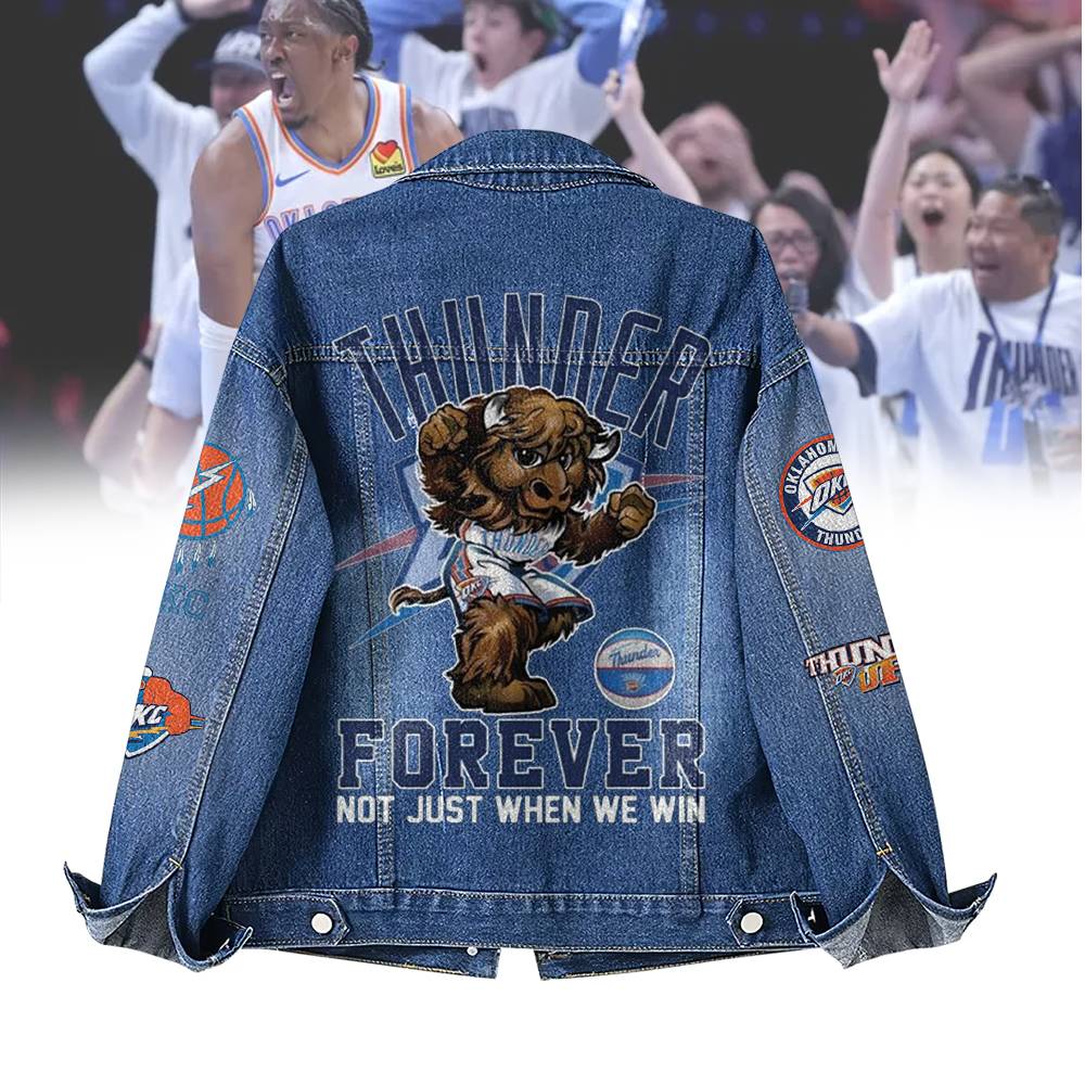 LIMITED EDITION - NEW CUSTOMIZED NBA01 OC OKLAHOMA CITY THUNDER DENIM JACKET