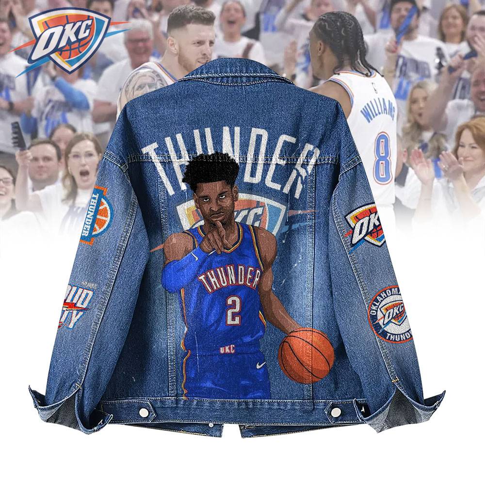 LIMITED EDITION - NEW CUSTOMIZED NBA01 OC OKLAHOMA CITY THUNDER DENIM JACKET