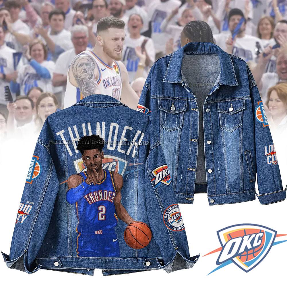 LIMITED EDITION - NEW CUSTOMIZED NBA01 OC OKLAHOMA CITY THUNDER DENIM JACKET