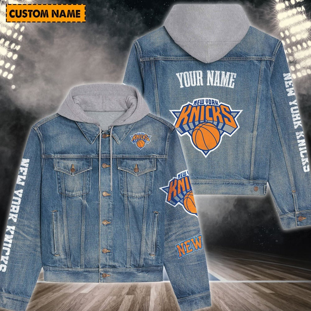 LIMITED EDITION - NEW CUSTOMIZED NBA04 NY NEW YORK KNICKS HOODED DENIM JACKET
