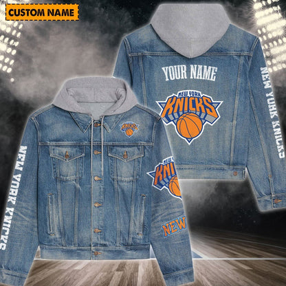 LIMITED EDITION - NEW CUSTOMIZED NBA04 NY NEW YORK KNICKS HOODED DENIM JACKET