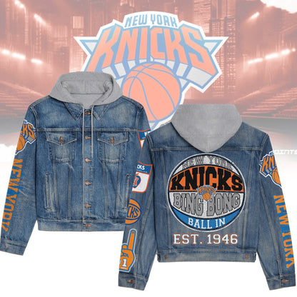 LIMITED EDITION - NEW CUSTOMIZED NBA04 NY NEW YORK KNICKS HOODED DENIM JACKET