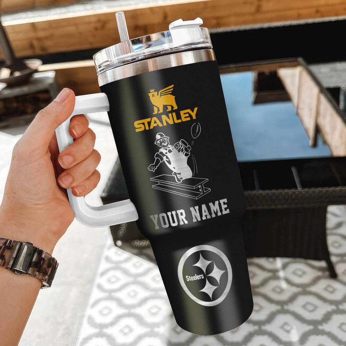 LIMITED EDITION - NEW CUSTOMIZED NFL14 PSB PITTSBURGH STEELERS 40 OZ TUMBLER
