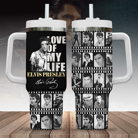 New Premium Elvis Presley 40OZ Tumbler With Handle - EVPLCAO09