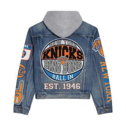 LIMITED EDITION - NEW CUSTOMIZED NBA04 NY NEW YORK KNICKS HOODED DENIM JACKET