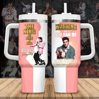 New Premium Elvis Presley 40OZ Tumbler With Handle - EVPLCAO63