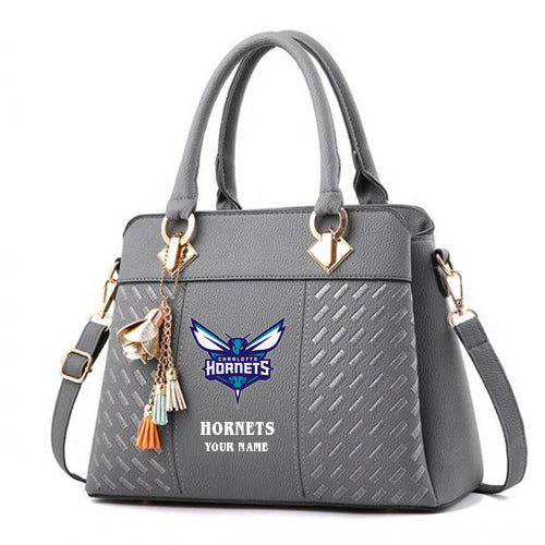 LIMITED EDITION - NEW CUSTOMIZED NBA27 CH CHARLOTTE HORNETS WOMEN'S HANDBAGS MULTICOLOR